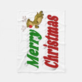 Frohe Weihnachts-Flying Rentier-Typografie Fleecedecke (Vorderseite)