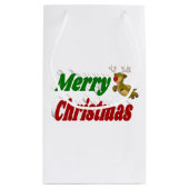 Frohe Weihnachts-Flying Rentier-Typografie Kleine Geschenktüte (Rückseite)