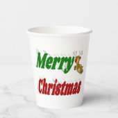 Frohe Weihnachts-Flying Rentier-Typografie Pappbecher (Rückseite)