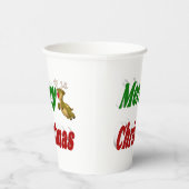 Frohe Weihnachts-Flying Rentier-Typografie Pappbecher (Rechts)