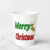 Frohe Weihnachts-Flying Rentier-Typografie Pappbecher (Vorderseite)