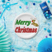 Frohe Weihnachts-Flying Rentier-Typografie Pappteller (Party)