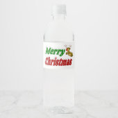 Frohe Weihnachts-Flying Rentier-Typografie Wasserflaschenetikett (Vorderseite)