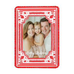 Frohe Weihnachts Folk Red Skandinavien Design Magnet