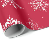 Frohe Weihnachts-Folk-Schneeflocken Wrapping Paper Geschenkpapier (Rolleneckpunkt)