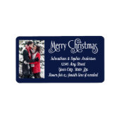 Frohe Weihnachts-Foto 4-Line Rücksendeadresse Etik Adressaufkleber (Vorne)