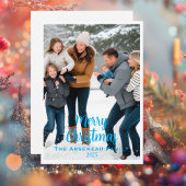 Frohe Weihnachts-Foto Blue Personalize Feiertagskarte
