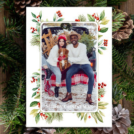 Frohe Weihnachts-Foto Botanische Holly Greenerie Feiertagskarte