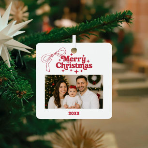 Frohe Weihnachts-Foto bug rot handgezeichnet Retro Ornament Aus Metall