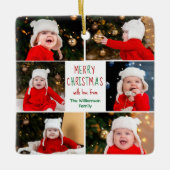Frohe Weihnachts Foto Collage Beautiful Custom Keramikornament (Vorderseite)