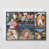 Frohe Weihnachts Foto Collage Blue Feiertagskarte (Vorderseite)