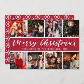 Frohe Weihnachts Foto Collage Calligraphie Feiertagskarte (Vorne/Hinten)