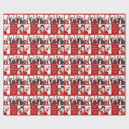 Frohe Weihnachts Foto Collage Niedlich Custom Red Geschenkpapier (Flach)
