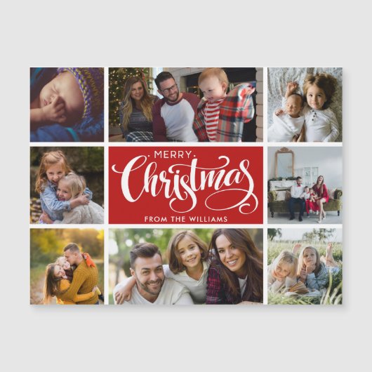 Frohe Weihnachts Foto Collage Postcard Magnetkarte (Vorderseite)