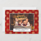 Frohe Weihnachts Foto Collage Red Gold Schneeflock Einladung (Vorderseite)