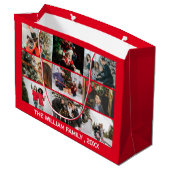 Frohe Weihnachts Foto Collage Red Happy Holiday Große Geschenktüte (Rückseite Schrägansicht)