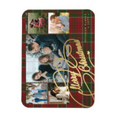 Frohe Weihnachts-Foto Collage rustikal kariert Magnet (Vertikal)