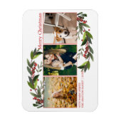 Frohe Weihnachts Foto Collage Wasserfarbe Florals Magnet (Vertikal)