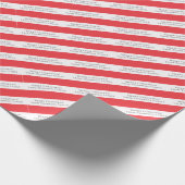 Frohe Weihnachts-Foto Custom Text Red Candy Cane Geschenkpapier (Ecke)