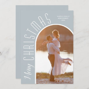 Frohe Weihnachts-Foto Dusty Blue Feiertagskarte