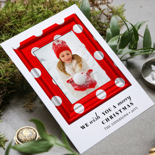 Frohe Weihnachts-Foto Einfache Red Holiday Frame Feiertagskarte