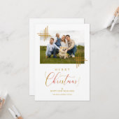 Frohe Weihnachts-Foto Familie Minimalistisch Golde Karte (Vorderseite/Rückseite Beispiel)