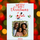 Frohe Weihnachts-Foto Familie Snowman Urlaub Karte