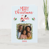 Frohe Weihnachts-Foto Familie Snowman Urlaub Karte (Vorderseite)
