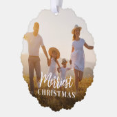 Frohe Weihnachts-Foto-Feiertage Ornament Karte (Links)