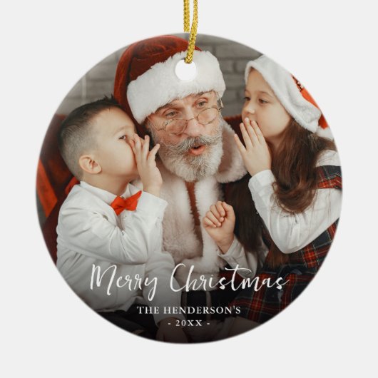 Frohe Weihnachts-Foto Festive Bauble Keramik Ornament (Vorne)