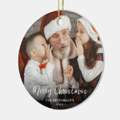 Frohe Weihnachts-Foto Festive Bauble Keramik Ornament (Links)