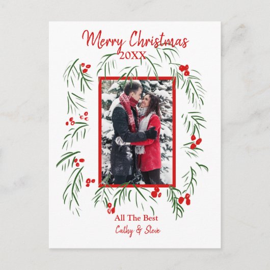 Frohe Weihnachts-Foto-Flachkarte Feiertagspostkarte (Vorderseite)