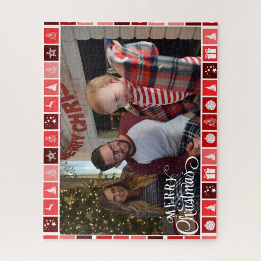 Frohe Weihnachts-Foto Geschenk Jigsaw Puzzle Vorla (Vertikal)