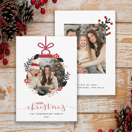 Frohe Weihnachts-Foto Globe Ornament Card