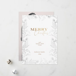 Frohe Weihnachts-Foto Gold Calligraphy Card Feiertagskarte