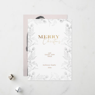Frohe Weihnachts-Foto Gold Calligraphy Card Feiertagskarte