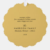 Frohe Weihnachts-Foto Gold Feiertag Ornament Karte (Rückseite)