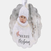 Frohe Weihnachts-Foto Gold Feiertag Ornament Karte (Links)