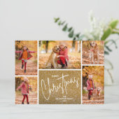 Frohe Weihnachts-Foto Gold Feiertagskarte (Stehend Vorderseite)