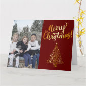 Frohe Weihnachts-Foto Goldbaum Karte (Gelbe Blume)