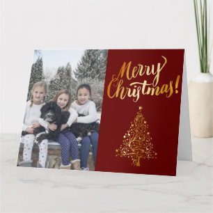 Frohe Weihnachts-Foto Goldbaum Karte