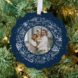 Frohe Weihnachts-Foto-Goldkranz Ornament Karte