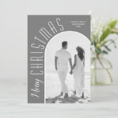 Frohe Weihnachts-Foto Gray Feiertagskarte (Stehend Vorderseite)