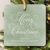 Frohe Weihnachts-Foto Green Script Einfach Keramikornament