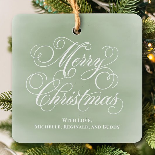 Frohe Weihnachts-Foto Green Script Einfach Keramikornament