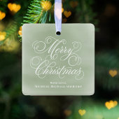 Frohe Weihnachts-Foto Green Script Einfach Keramikornament