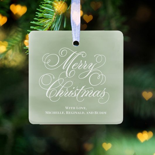 Frohe Weihnachts-Foto Green Script Einfach Keramikornament