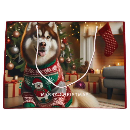 Frohe Weihnachts-Foto Große Geschenktüte (Vorderseite)