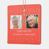 Frohe Weihnachts-Foto Großeltern an Großkinder Keramikornament (Links)