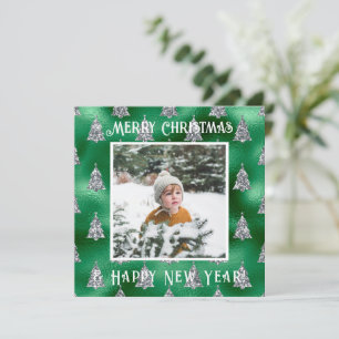Frohe Weihnachts-Foto Metallic Glitzer Feiertagskarte